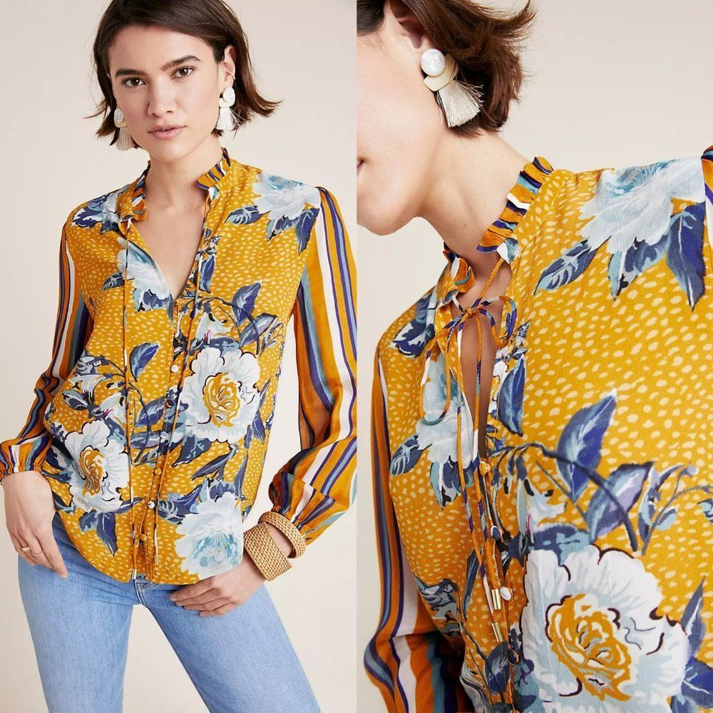 Anthropologie Bl-nk London Breton Peasant Top Size Medium - Picture 9 of 11